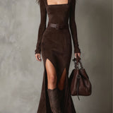 Ainsley faux leather maxi dress, front view