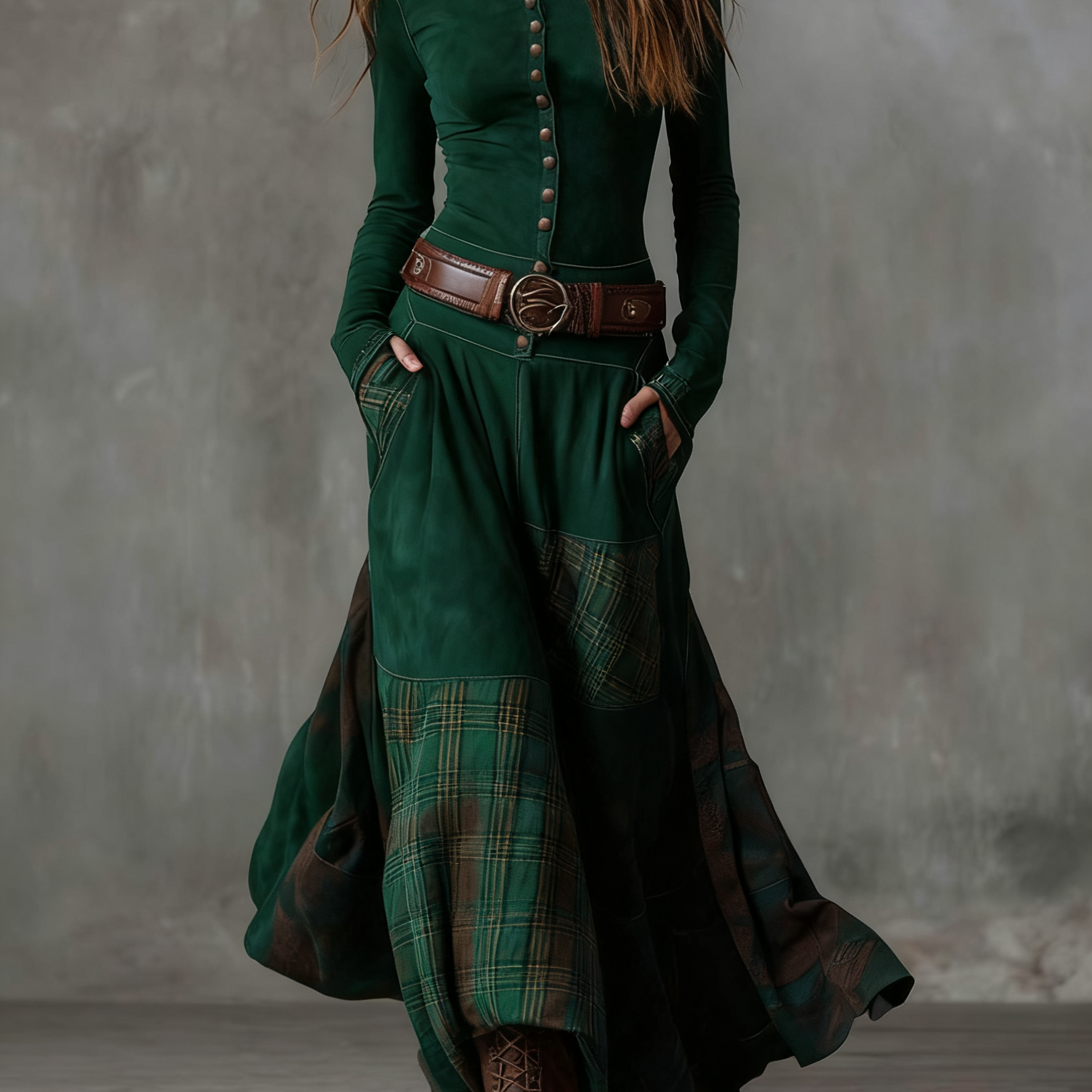 Michelle belted suede dress in Green, view 8