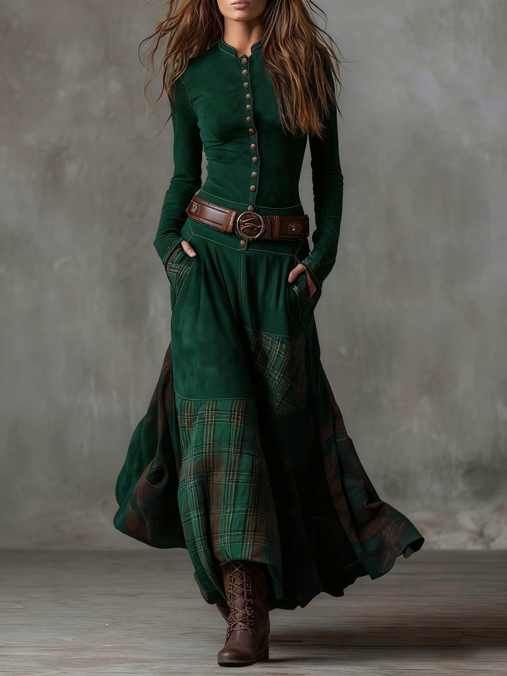 Michelle belted suede dress in Green, view 8