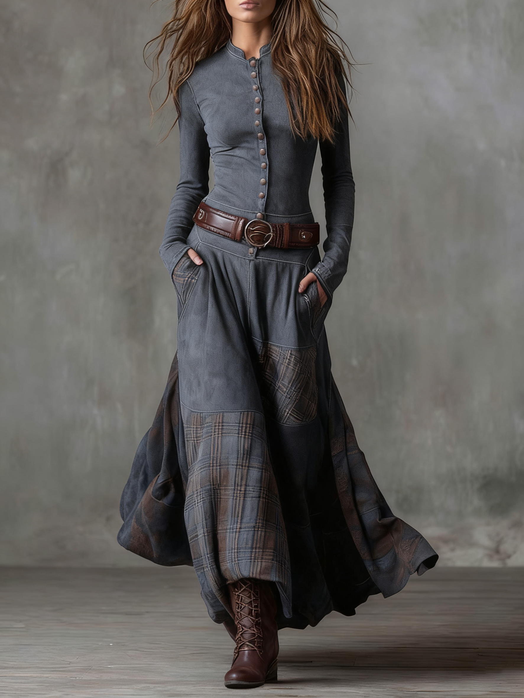 Michelle belted suede dress in Grey, view 9