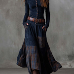 Michelle belted suede dress in Navy, front view
