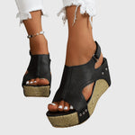 Lydia orthopaedic wedge sandals in Black, view 9