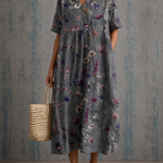 Camille navy floral half sleeve dress, front view