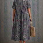 Camille navy floral half sleeve dress, view 2