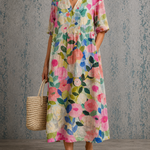 Susan floral half sleeve dress, front view