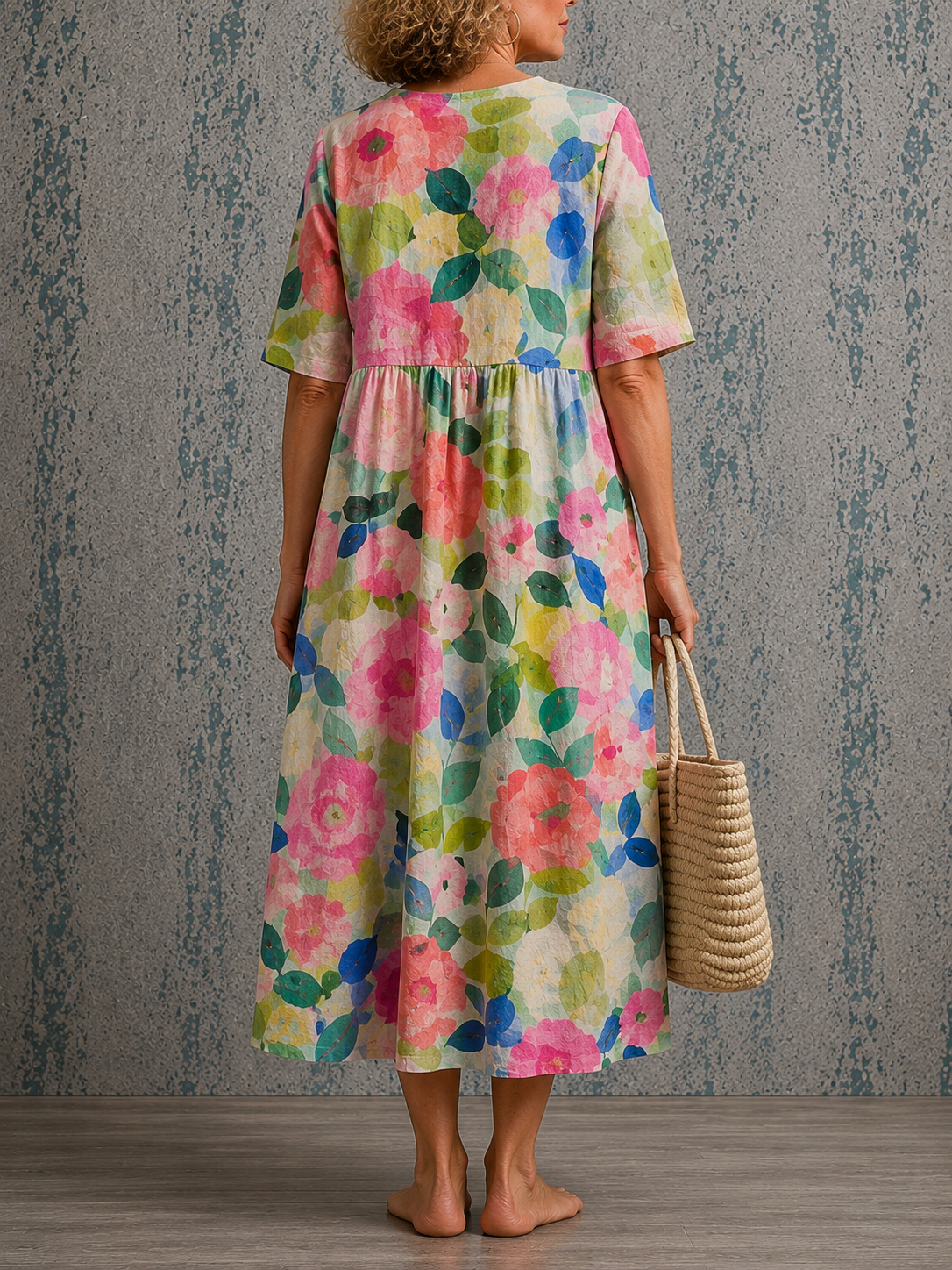 Susan floral half sleeve dress, view 2