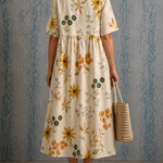 Beverley golden floral half sleeve dress, view 2