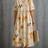 Beverley golden floral half sleeve dress, view 2