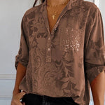 Pauline sequin top in Khaki, front view