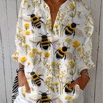 Fiorine golden bee print blouse in Multicolour, front view