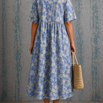 Joanne blue floral dress, view 2