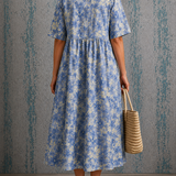 Joanne blue floral dress, view 2