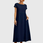 Giselle casual pocket dress in Navy Blue, view 2