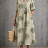 Annette half sleeve tree print dress, front view