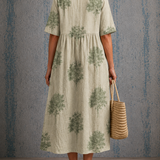 Annette half sleeve tree print dress, view 2
