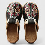 Marousse Embroidered Floral Mules in Black, view 3