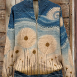 Quinn dandelion meadow quilted zip-up cardigan, view 2