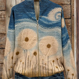 Quinn dandelion meadow quilted zip-up cardigan, view 2