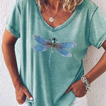 Estelle V-neck tee in Blue, view 5
