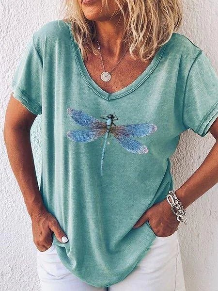 Estelle V-neck tee in Blue, view 5