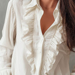 Anna white ruffled reversible blouse, view 3