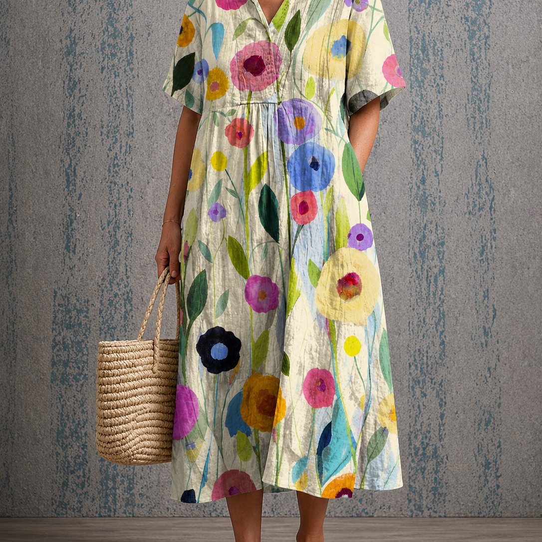 Rosalie floral half sleeve dress, front view