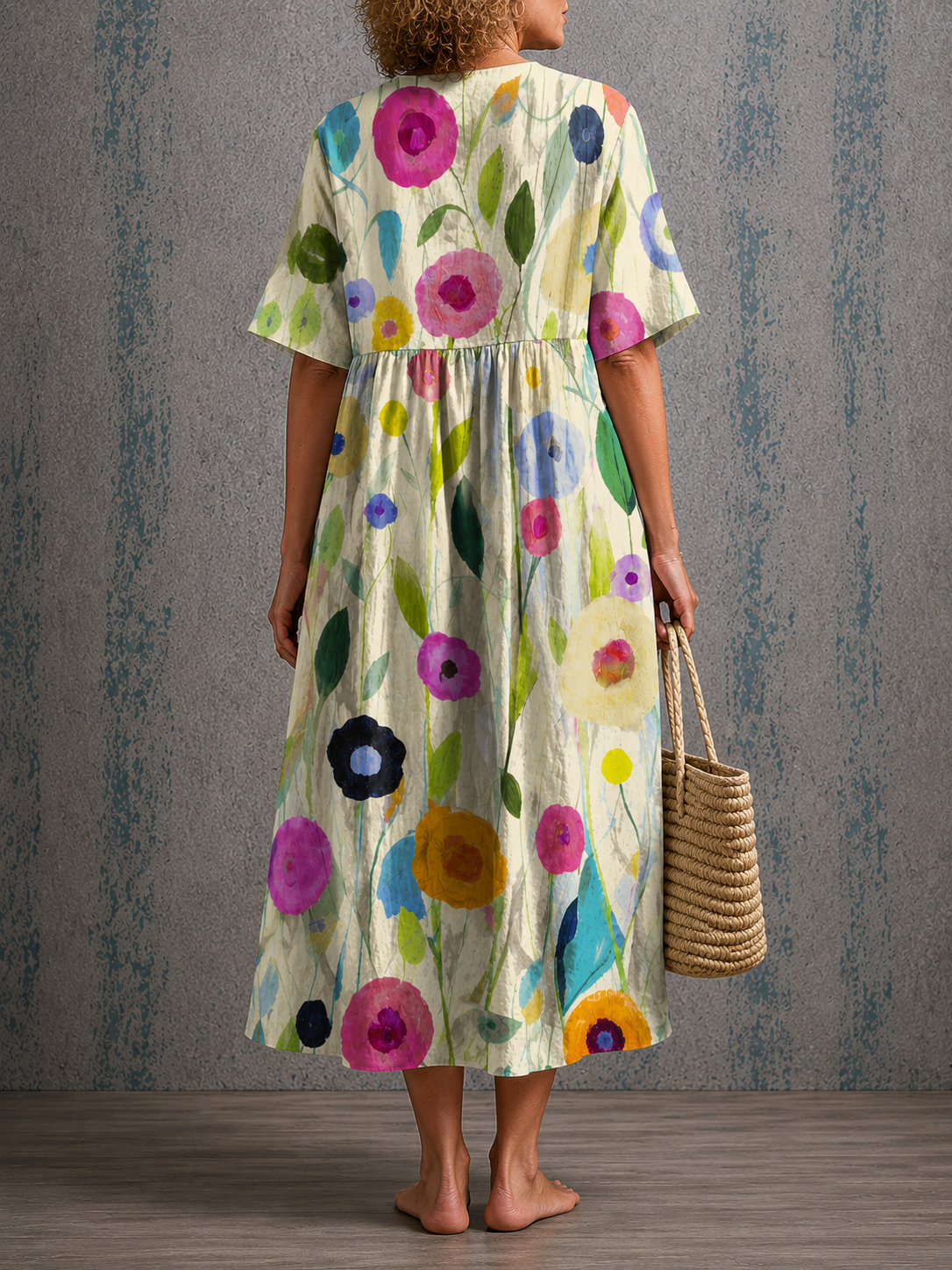 Rosalie floral half sleeve dress, view 2