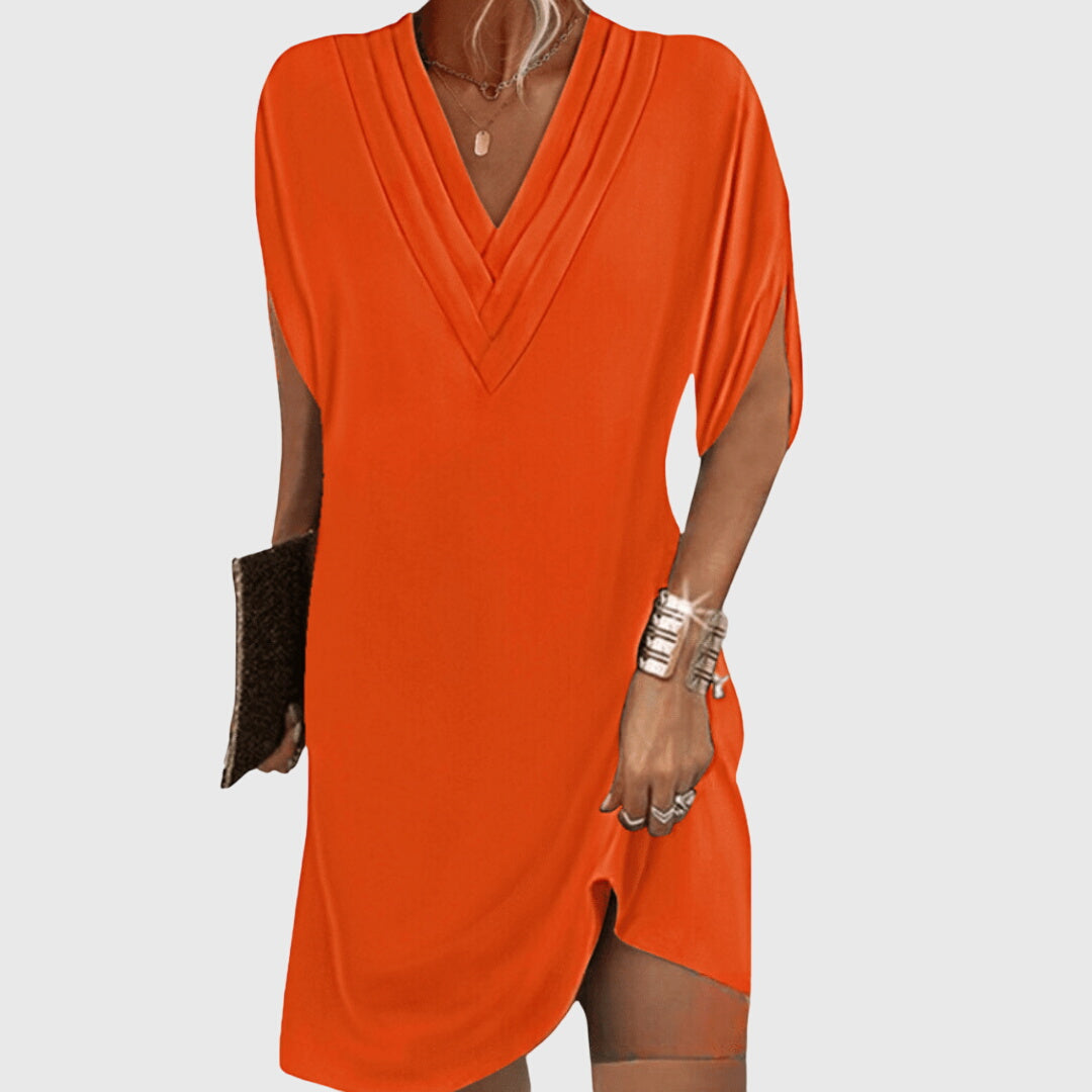Anita tummy hiding V neck dress in Orange, view 5