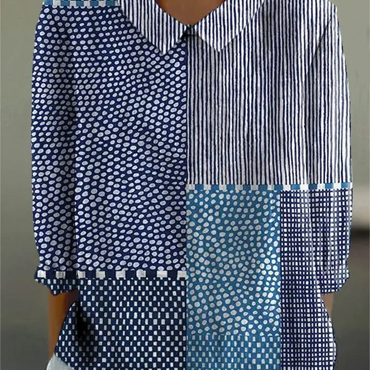 Elle vintage geometric print blouse, front view