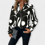 Lara abstract print blouse in Black, view 2