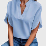 Beatrix soft V-neck shirt in Blue, view 6