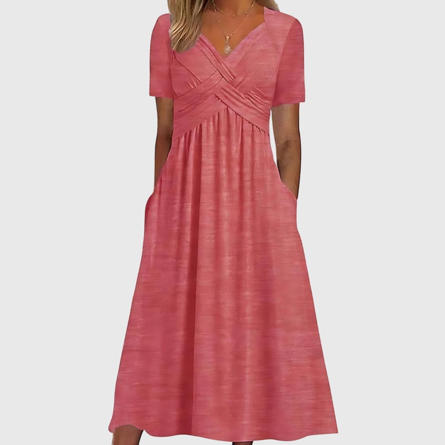 Viola tummy control midi dress in Pink, view 4