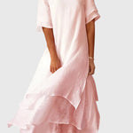 April layered hem midi dress in Pink, front view