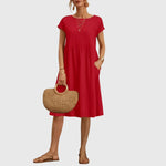 Mirabel short sleeve spring dress in Red, view 9