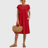 Mirabel short sleeve spring dress in Red, view 9