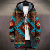 Ada - Turquoise and Brown Ethnic Diamond Jacket, front view