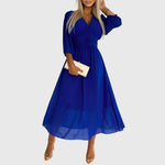 Chloe Silky Chiffon Dress in Blue, front view