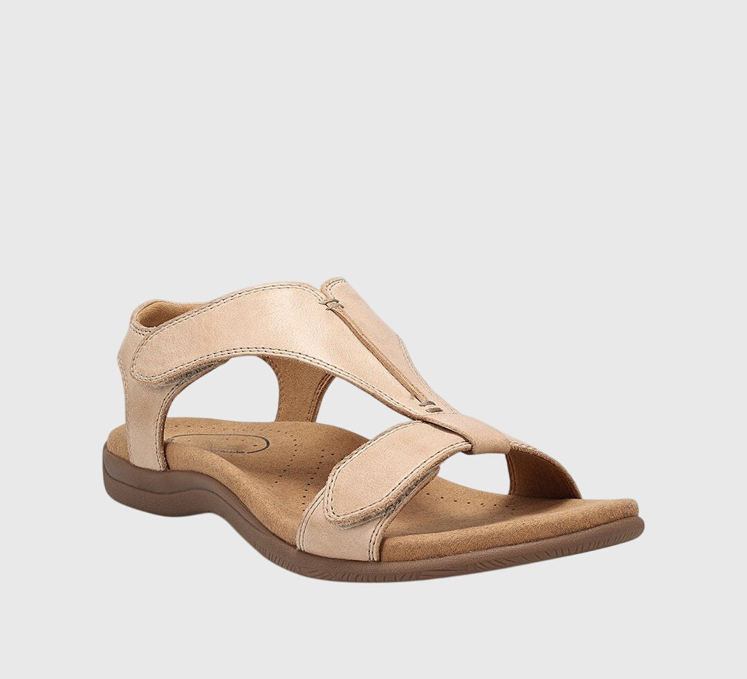 Kylie Orthopaedic Velcro Sandals in Beige, view 9