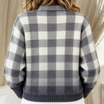 Agnes grey ombré check knitted jacket, view 3
