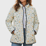 Amelia cream floral quilted jacket, front view
