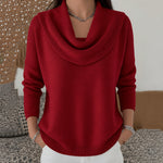 Angie cowl neck jumper in Red, front view