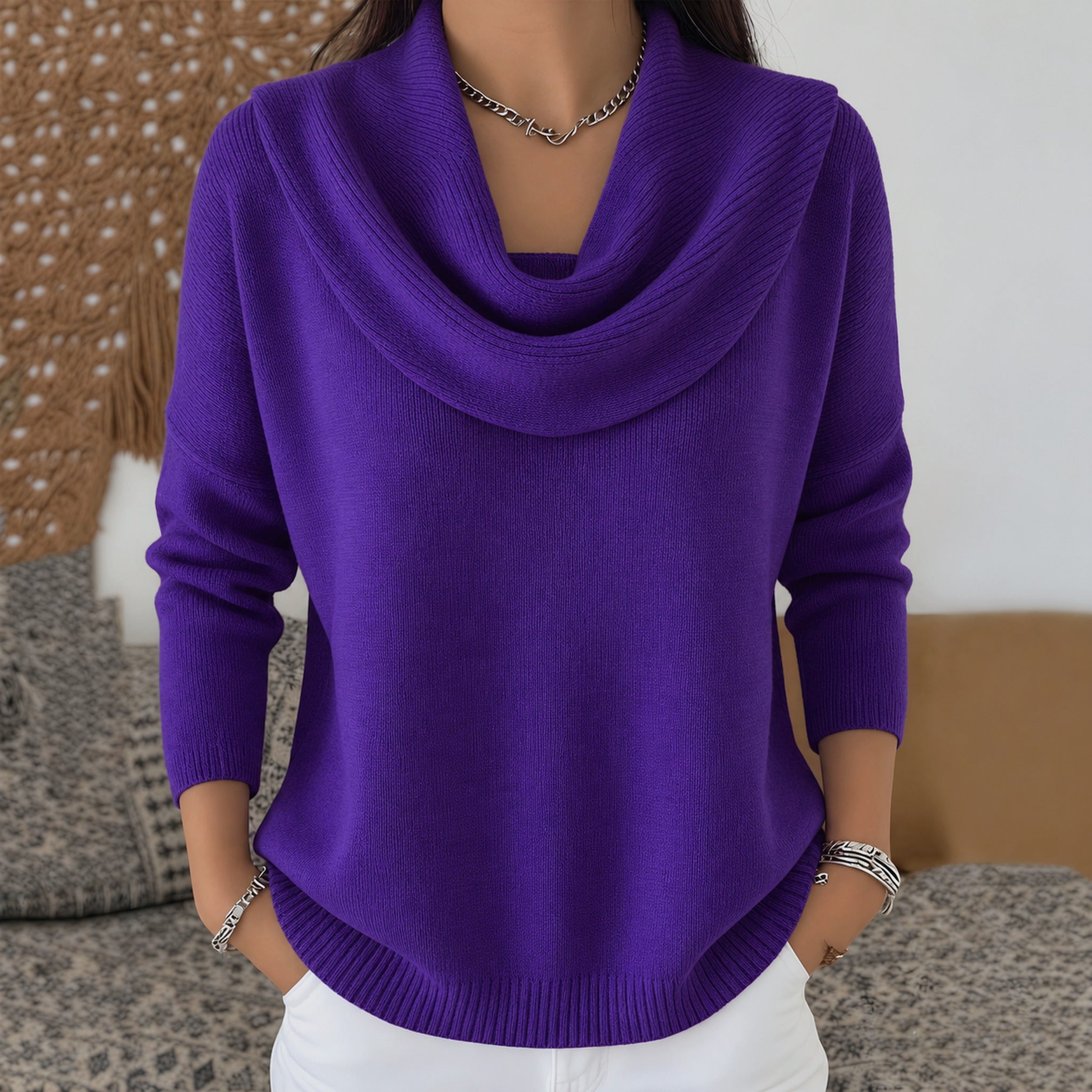 Angie cowl neck jumper in Purple, view 6