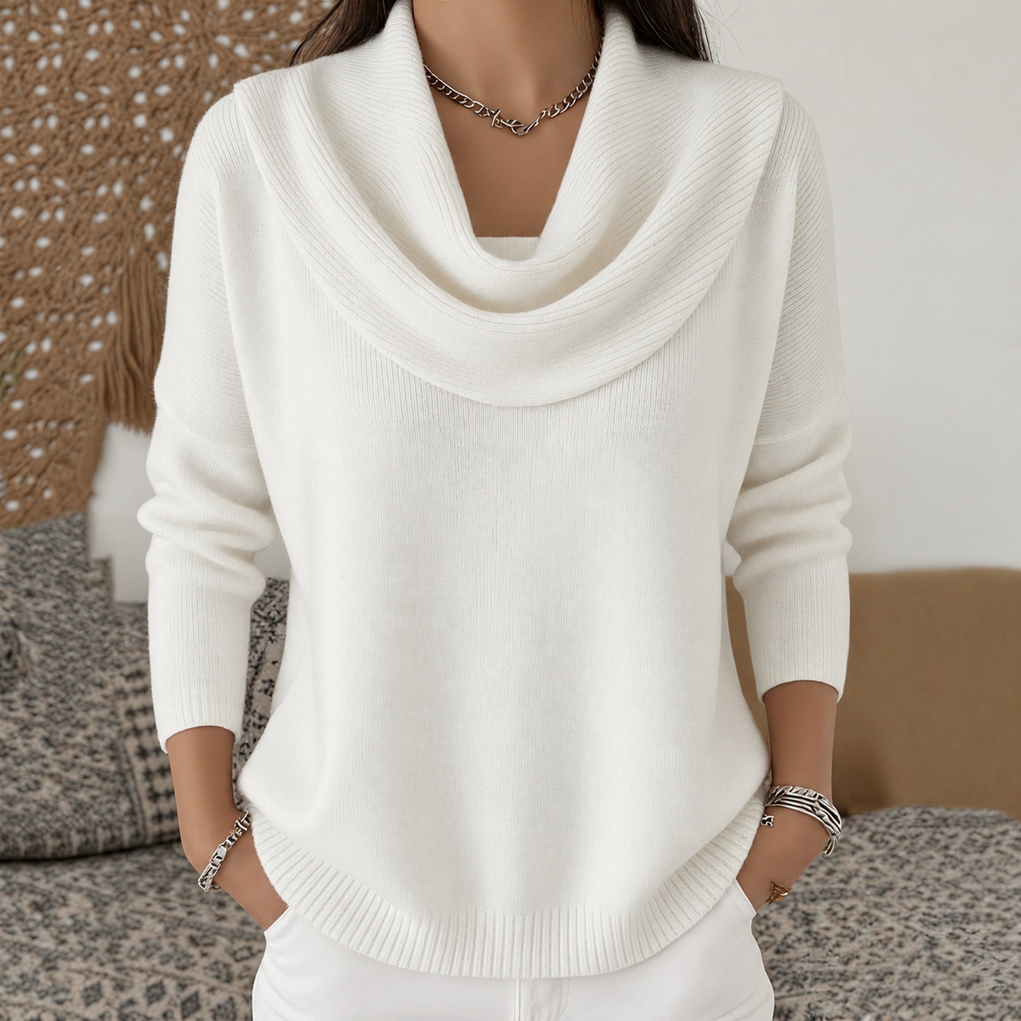 Angie cowl neck jumper in White, view 8