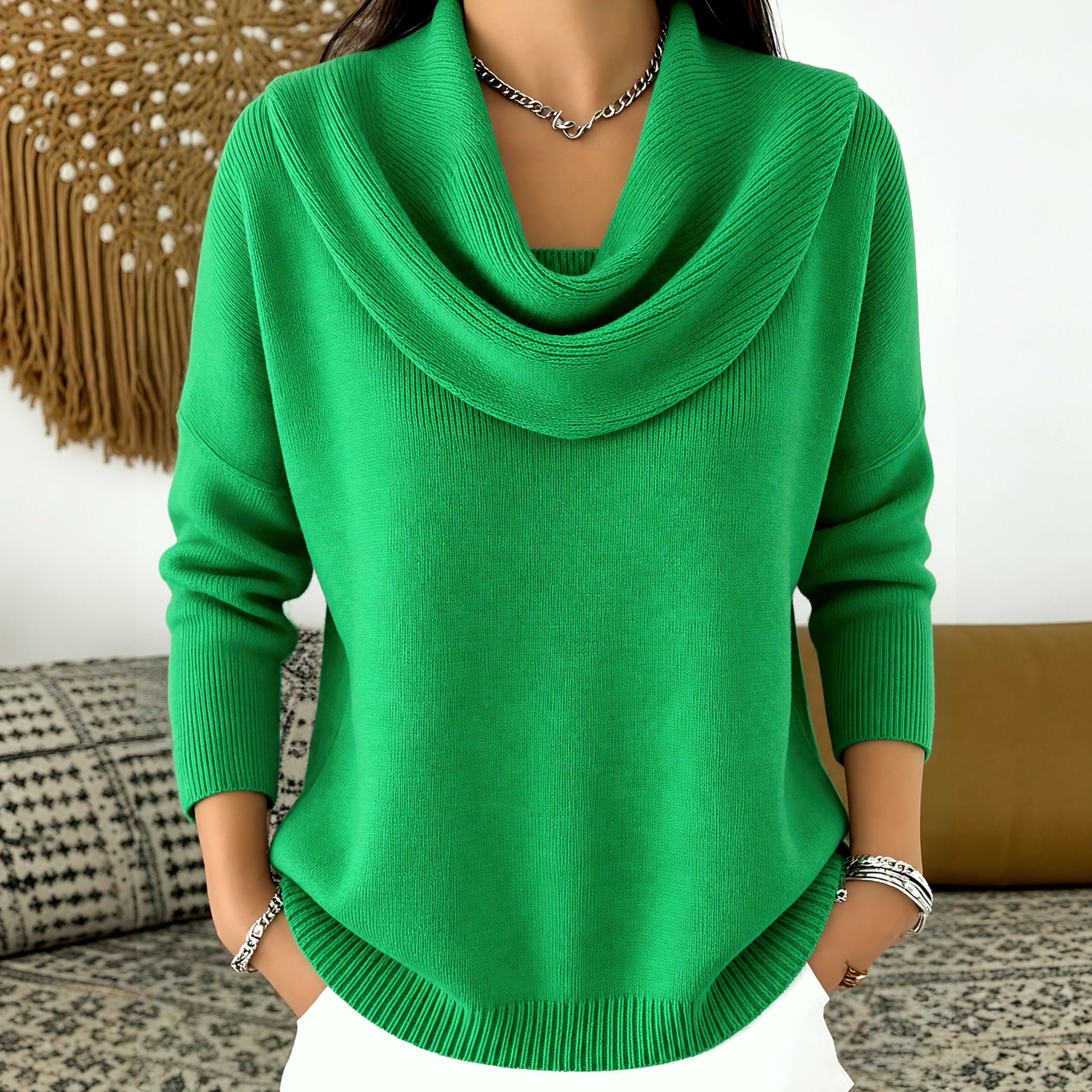 Angie cowl neck jumper in Green, view 9