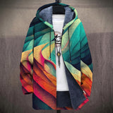 Annie - Turquoise and Red Abstract Waves Jacket, front view