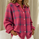 Ashley pink checked knitted jacket, view 2
