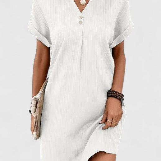 Massie draped dress in White, view 6