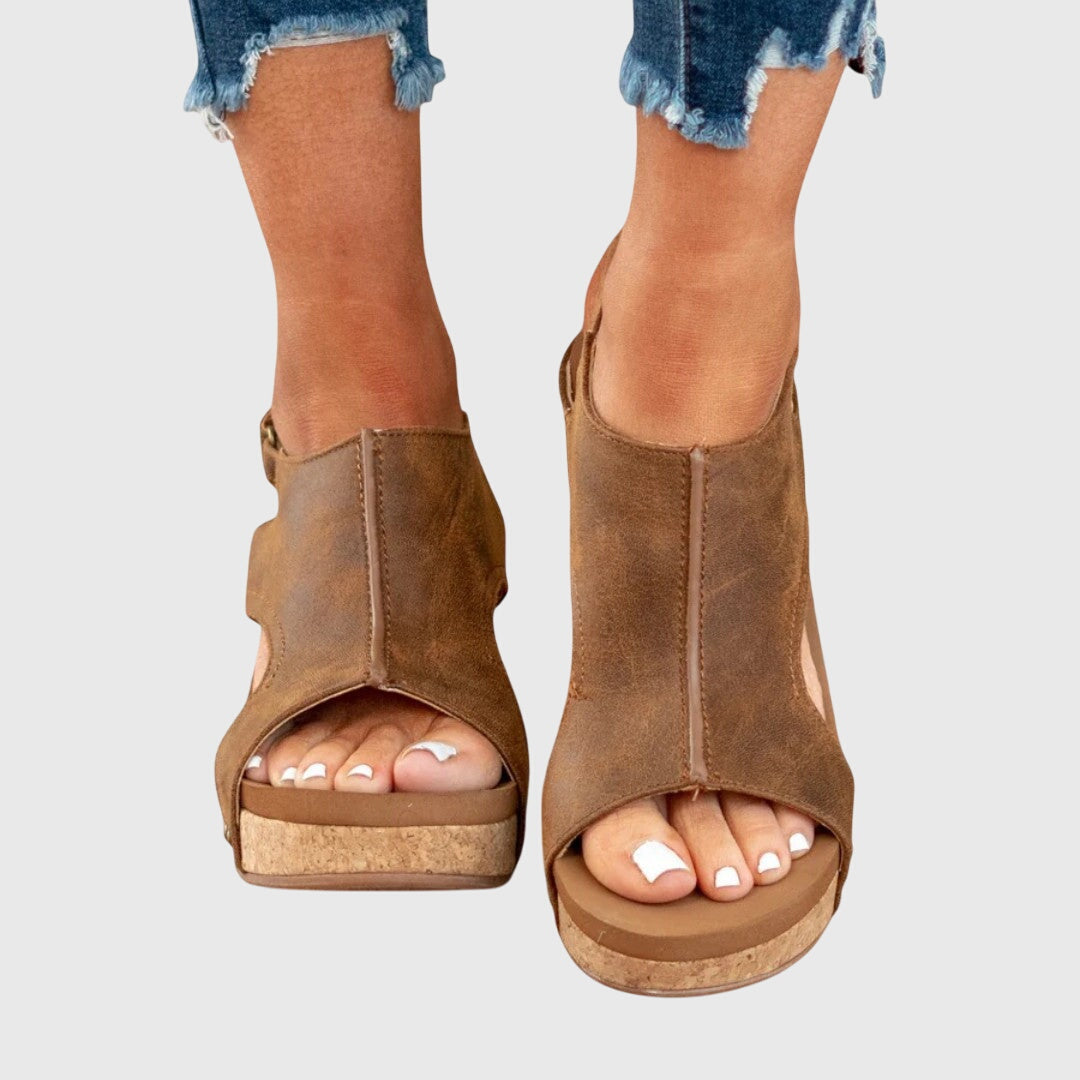 Adela Orthopaedic Wedge Sandals in Brown, view 9