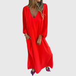 Carol Long Boho Dress in Red, view 5