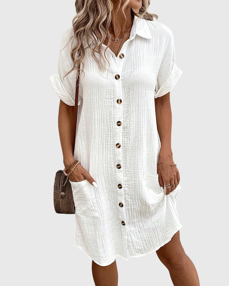 Caroline Button Front Shirt Dress, view 9